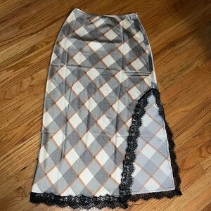 Silk Plaid Skirt